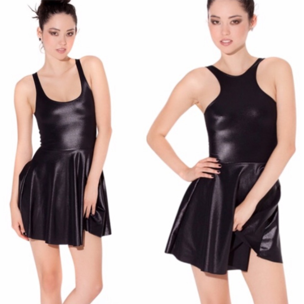 BlackMilk Wet Look REVERSIBLE Skater Dress